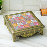 Load image into Gallery viewer, Webelkart Premium Multi Designer Handmade Wooden Rajwadi Chowki/Patla for Home Decor | Wooden patla for puja, Pooja chowki for Diwali Decoration (15&quot;x15&quot; Inches Multi)