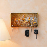 गैलरी व्यूवर में इमेज लोड करें, Webelkart Antique Canvas Buddha Print Key Holder For Home And Office Decor, Key Hanger For Wall Decor, Key Chain Holder (10&quot; Inches) Home Decoration Item