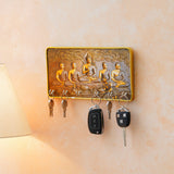 गैलरी व्यूवर में इमेज लोड करें, Webelkart Antique Canvas Buddha Print Key Holder For Home And Office Decor, Key Hanger For Wall Decor, Key Chain Holder (10&quot; Inches) Home Decoration Item