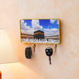 Load image into Gallery viewer, Webelkart Decorative Islamic Wall Key Holder with Kaaba Mecca Scene, Metal Frame with Gold Trim Key Holder For Home Decor,Office Key Hanger (10&quot; Inches)