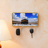 Load image into Gallery viewer, Webelkart Decorative Islamic Wall Key Holder with Kaaba Mecca Scene, Metal Frame with Gold Trim Key Holder For Home Decor,Office Key Hanger (10&quot; Inches)