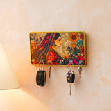 गैलरी व्यूवर में इमेज लोड करें, Webelkart Premium Decorative Wooden Rajasthani Lady Key Holder for Home and Office Decor, Key Hanger for Wall Decor (10&quot; Inches)