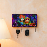 Load image into Gallery viewer, Webelkart Decorative Radhe Krishna Theme Wooden Key Holder for Home Decor,Wall Mounted Key Organizer, Key Chain Holder (10&quot; Inches)