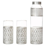 Load image into Gallery viewer, Webelkart Premium 1 Water Bottle with 2 Luxury Tumblers Glass with Velvet Box| Silver Metal Sleeve Design | Elegant Drinkware Set for Home, Dining &amp; Office | Ideal Gift for &amp; Diwali Festivals