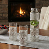 Load image into Gallery viewer, Webelkart Premium 1 Water Bottle with 2 Luxury Tumblers Glass with Velvet Box| Silver Metal Sleeve Design | Elegant Drinkware Set for Home, Dining &amp; Office | Ideal Gift for &amp; Diwali Festivals