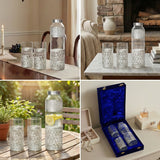 Load image into Gallery viewer, Webelkart Premium 1 Water Bottle with 2 Luxury Tumblers Glass with Velvet Box| Silver Metal Sleeve Design | Elegant Drinkware Set for Home, Dining &amp; Office | Ideal Gift for &amp; Diwali Festivals