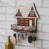 Load image into Gallery viewer, Webelkart Premium Wooden House Design Wall Mounted Key Holder with Shelf &amp; 6 Hooks, Cottage Style Key Hanger (10 Inches)
