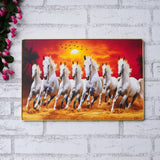गैलरी व्यूवर में इमेज लोड करें, Webelkart Premium Big Seven Running Horses With Frame For Wall Vastu UV Print, Sunset Background Canvas Painting,Seven Horse Large Decorative Painting for Home Living Room,(8 MM 17.32&quot; Inches)