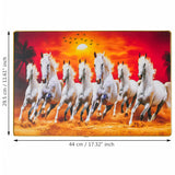 गैलरी व्यूवर में इमेज लोड करें, Webelkart Premium Big Seven Running Horses With Frame For Wall Vastu UV Print, Sunset Background Canvas Painting,Seven Horse Large Decorative Painting for Home Living Room,(8 MM 17.32&quot; Inches)