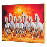 गैलरी व्यूवर में इमेज लोड करें, Webelkart Premium Big Seven Running Horses With Frame For Wall Vastu UV Print, Sunset Background Canvas Painting,Seven Horse Large Decorative Painting for Home Living Room,(8 MM 17.32&quot; Inches)