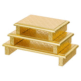 Load image into Gallery viewer, Webelkart Premium Set of 3 Wooden Brass Fitted Golden Rajwadi Chowki/Patla/Pooja Chowki for Home and Puja Decor-Diwali Decor Item Ganesh Pooja Chowki