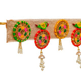 Load image into Gallery viewer, Webelkart Premium Gota Flower with Ganesha Wall Hanging Handmade Door Hanging/Bandarwal/Toran for Door, Traditional Bandarwal for Door, (41&quot; inches...