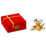Load image into Gallery viewer, Webelkart Premium Tortoise Shape Brass Diya with Velvet Box for Pooja Decor | Diya for Diwali| Oil Lamp for Home( 4.5" Inches)