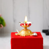 Load image into Gallery viewer, Webelkart Premium Tortoise Shape Brass Diya with Velvet Box for Pooja Decor | Diya for Diwali| Oil Lamp for Home( 4.5" Inches)