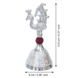Load image into Gallery viewer, Webelkart Premium HandiCrafted Peacock Silver Plated Pooja Bell with Rudraksha with Box for Home/Office Decor/Brass Hand Puja Bell/Ghanti Pooja Bell (5.5&quot; Inches)
