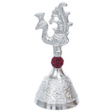 Load image into Gallery viewer, Webelkart Premium HandiCrafted Peacock Silver Plated Pooja Bell with Rudraksha with Box for Home/Office Decor/Brass Hand Puja Bell/Ghanti Pooja Bell (5.5&quot; Inches)