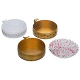 गैलरी व्यूवर में इमेज लोड करें, Webelkart Designer Set of 4 Gold and White Colored Indian Handmade Round Decorative Bowl for Dining Table Round Shape Decorative Urli Bowl for Home | Diwali Decoration/Wedding/Gift Itam