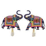 गैलरी व्यूवर में इमेज लोड करें, Webelkart Premium Elephant Designer Set of 2 with Shubh Labh Wall Hanging for Diwali Decoration| Wall Decor |Temple Decor Wall Hanging |Pooja and Home Decor Hanging (5.5&quot; Inches)