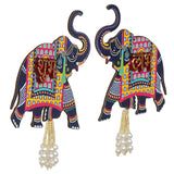गैलरी व्यूवर में इमेज लोड करें, Webelkart Premium Elephant Designer Set of 2 with Shubh Labh Wall Hanging for Diwali Decoration| Wall Decor |Temple Decor Wall Hanging |Pooja and Home Decor Hanging (5.5&quot; Inches)
