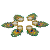 गैलरी व्यूवर में इमेज लोड करें, Webelkart Premium Handmade Mor Pankh Tealight Candle Holder for Diwali Decoratoin|Tealight Candles for Rangoli Decoration| Diwali Gifting Items (4.5&quot; Inches Set of 6)