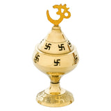 Load image into Gallery viewer, Webelkart Premium Brass Diya with Cap for Diwali Decor |Oil Puja Lamp for Aarti Diya|Deepak Oil Lamp for Home Decor Temple Pooja Articles( Brass 4.72" Inhes ) Diwali Decor Item
