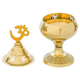 Load image into Gallery viewer, Webelkart Premium Brass Diya with Cap for Diwali Decor |Oil Puja Lamp for Aarti Diya|Deepak Oil Lamp for Home Decor Temple Pooja Articles( Brass 4.72" Inhes ) Diwali Decor Item