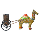 Load image into Gallery viewer, Webelkart Premium Handcrafted Metal Camel Cart Pen Stand | Decorative Desk Organizer with Pencil Holder | Office &amp; Study Table Decor | Handmade Rajasthani Art Pen Holder (12" Inches)