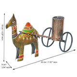 Load image into Gallery viewer, Webelkart Premium Handcrafted Metal Camel Cart Pen Stand | Decorative Desk Organizer with Pencil Holder | Office &amp; Study Table Decor | Handmade Rajasthani Art Pen Holder (12" Inches)