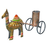 Load image into Gallery viewer, Webelkart Premium Handcrafted Metal Camel Cart Pen Stand | Decorative Desk Organizer with Pencil Holder | Office &amp; Study Table Decor | Handmade Rajasthani Art Pen Holder (12" Inches)