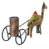 Load image into Gallery viewer, Webelkart Premium Handcrafted Metal Camel Cart Pen Stand | Decorative Desk Organizer with Pencil Holder | Office &amp; Study Table Decor | Handmade Rajasthani Art Pen Holder (12" Inches)