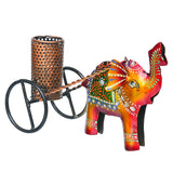 Load image into Gallery viewer, Webelkart Premium Handcrafted Metal Elephant Cart Pen Stand | Decorative Desk Organizer &amp; Pencil Holder | Office &amp; Study Table Decor Decorative Elephant Pen Holder with Cart, (11" Inches)