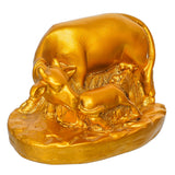 Load image into Gallery viewer, Webelkart Premium Golden Cow &amp; Calf Showpiece | Kamdhenu Decorative Idol for Home &amp; Office | Resin Figurine for Vastu &amp; Spiritual Decor |Golden Bull Figurine with Calf, Feng Shui Decor (5" Inches)