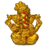 Load image into Gallery viewer, Webelkart Premium Golden Lord Ganesha Idol | Resin Ganpati Murti with Red Stone Work | Vastu &amp; Pooja Decorative Showpiece | Home &amp; Office Tabletop Decor Golden Ganesha Idol Statue (3.5" Inches)