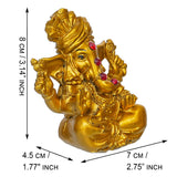 Load image into Gallery viewer, Webelkart Premium Golden Lord Ganesha Idol | Resin Ganpati Murti with Red Stone Work | Vastu &amp; Pooja Decorative Showpiece | Home &amp; Office Tabletop Decor Golden Ganesha Idol Statue (3.5" Inches)