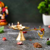 Load image into Gallery viewer, Webelkart Premium Brass Panch Diya Set for Diwali Decor |Oil Lamp for Aarti Diya|Aarti Deepak Oil Lamp for Home Decor ( Brass 6" Inhes )
