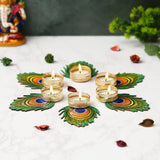 गैलरी व्यूवर में इमेज लोड करें, Webelkart Premium Handmade Mor Pankh Tealight Candle Holder for Diwali Decoratoin|Tealight Candles for Rangoli Decoration| Diwali Gifting Items (4.5&quot; Inches Set of 6)