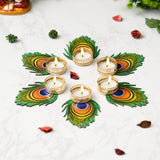 गैलरी व्यूवर में इमेज लोड करें, Webelkart Premium Handmade Mor Pankh Tealight Candle Holder for Diwali Decoratoin|Tealight Candles for Rangoli Decoration| Diwali Gifting Items (4.5&quot; Inches Set of 6)