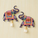 गैलरी व्यूवर में इमेज लोड करें, Webelkart Premium Elephant Designer Set of 2 with Shubh Labh Wall Hanging for Diwali Decoration| Wall Decor |Temple Decor Wall Hanging |Pooja and Home Decor Hanging (5.5&quot; Inches)