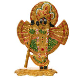 गैलरी व्यूवर में इमेज लोड करें, Webelkart Premium Shri Shrinathji Idol Golden Finish Decorative Murti for Home Temple | Pushtimarg Krishna Statue for Pooja Room &amp; Festive Decor | Premium Religious Gift Item for Poja (9" Inches)