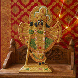 गैलरी व्यूवर में इमेज लोड करें, Webelkart Premium Shri Shrinathji Idol Golden Finish Decorative Murti for Home Temple | Pushtimarg Krishna Statue for Pooja Room &amp; Festive Decor | Premium Religious Gift Item for Poja (9" Inches)