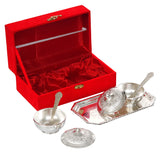 Load image into Gallery viewer, Webelkart Premium Silver Plated Set of 2 Beetel Bowl with 2 Spoon &amp; 1 Tray in Red Velvet Gift Box, Designer Serving Dish Set for Diwali, Wedding &amp; Housewarming Gift,Diwali Gift