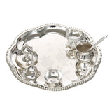 Load image into Gallery viewer, Webelkart Premium Silver Plated Pooja Thali Set with Red Velvet Gift Box |7 Pieces Pooja Thali Set|Diwali, Wedding Return Gifts &amp; Housewarming Gift Set,Ghanti Puja Arti Thali for Home Office Mandir
