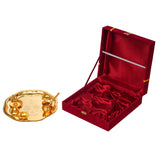 गैलरी व्यूवर में इमेज लोड करें, Webelkart Premium Gold Plated Pooja Thali Set with Red Velvet Gift Box |7 Pieces Pooja Thali Set|Diwali, Wedding Return Gifts &amp; Housewarming Gift Set,Ghanti Puja Arti Thali for Home Office Mandir