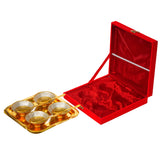 Load image into Gallery viewer, Webelkart Premium Gold Plated Bowl Set with Tray &amp; Spoons in Red Velvet Gift Box | Designer Dry Fruit Serving Set | Wedding &amp; Festive Return Gift | Decorative Diwali Gift Set (Set of 4 Bowls)