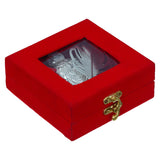 Load image into Gallery viewer, Webelkart Antique Silver Plated Kumkum Box With Leaf And Red Velvet Box | Tilak Kumkum Box for Puja Worship - Navratri and Diwali Return Gift,Sindoor Box, Roli Chawal Box (5" Inches)