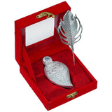 Load image into Gallery viewer, Webelkart Antique Silver Plated Kumkum Box With Leaf And Red Velvet Box | Tilak Kumkum Box for Puja Worship - Navratri and Diwali Return Gift,Sindoor Box, Roli Chawal Box (5" Inches)