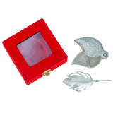 Load image into Gallery viewer, Webelkart Antique Silver Plated Kumkum Box With Leaf And Red Velvet Box | Tilak Kumkum Box for Puja Worship - Navratri and Diwali Return Gift,Sindoor Box, Roli Chawal Box (5" Inches)