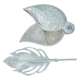 Load image into Gallery viewer, Webelkart Antique Silver Plated Kumkum Box With Leaf And Red Velvet Box | Tilak Kumkum Box for Puja Worship - Navratri and Diwali Return Gift,Sindoor Box, Roli Chawal Box (5" Inches)