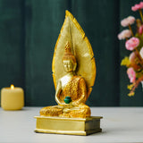 Load image into Gallery viewer, Webelkart Premium Gold Meditating Sitting Gautam Buddha with Leaf Background Idol Statue Showpiece for Home/Office Decor/Living Decorations | Home Decoration Item| Diwali Corporate Gifts (12&quot; Inches)