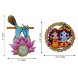 Load image into Gallery viewer, Webelkart Antique Decorative Rongali Designer Candle Holder for Diwali Decor/Radha Krishna Decorative Rangoli with Tealight Holders – Festive Home Decor Set of 5